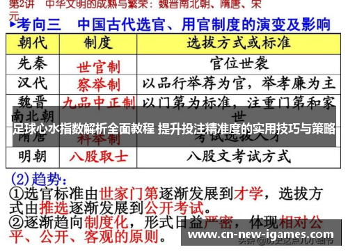 足球心水指数解析全面教程 提升投注精准度的实用技巧与策略