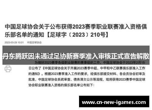 丹东腾跃因未通过足协新赛季准入审核正式宣告解散